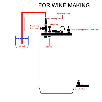 50 Liter JR Cervecero Multi-purpose Pressure Fermenter for Home and Commercial Brewing Beer, Wine and Food Fermentation